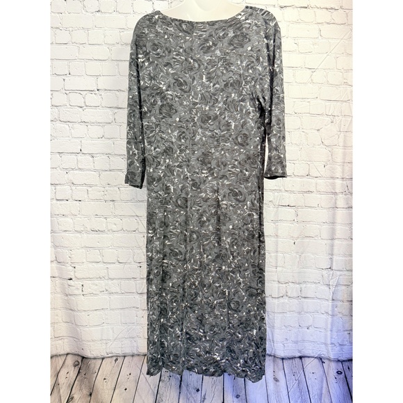 Loft Womens Grey Floral Abstract Print Cowl Neck Long Sleeve Maxi Dress - Picture 5 of 8